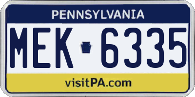 PA license plate MEK6335