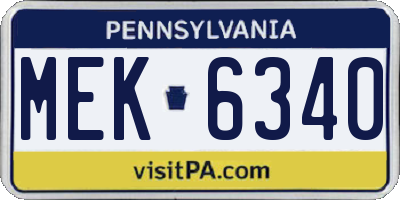 PA license plate MEK6340