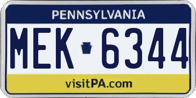 PA license plate MEK6344