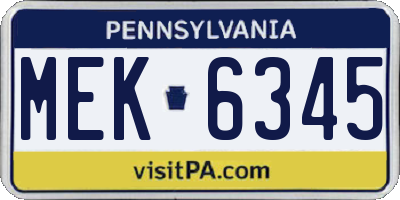 PA license plate MEK6345