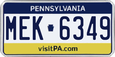 PA license plate MEK6349