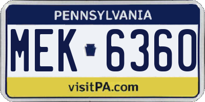PA license plate MEK6360