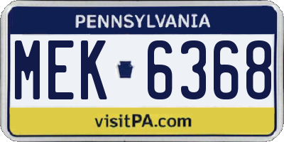 PA license plate MEK6368