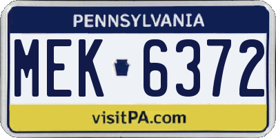 PA license plate MEK6372