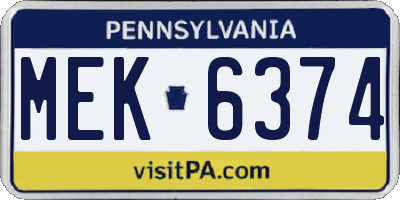 PA license plate MEK6374