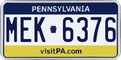 PA license plate MEK6376