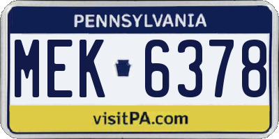 PA license plate MEK6378