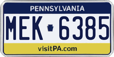 PA license plate MEK6385