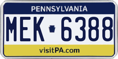 PA license plate MEK6388