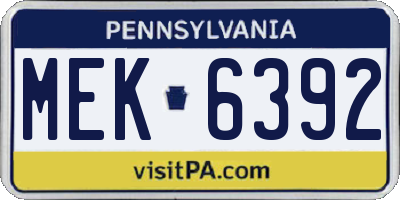 PA license plate MEK6392