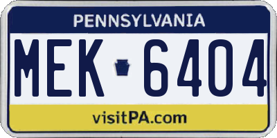 PA license plate MEK6404