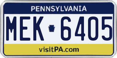 PA license plate MEK6405