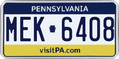 PA license plate MEK6408