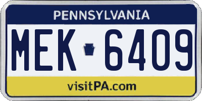 PA license plate MEK6409