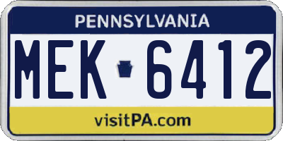 PA license plate MEK6412