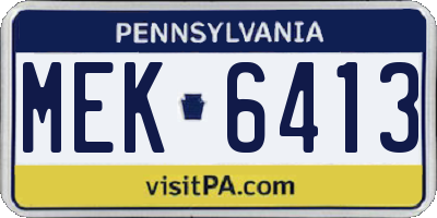 PA license plate MEK6413
