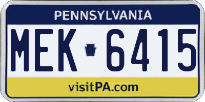 PA license plate MEK6415