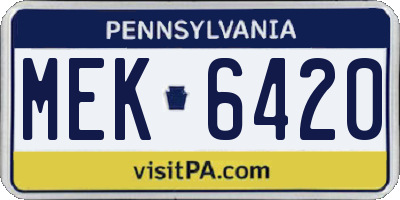 PA license plate MEK6420