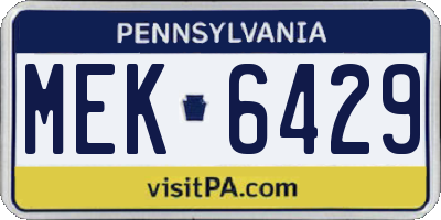 PA license plate MEK6429