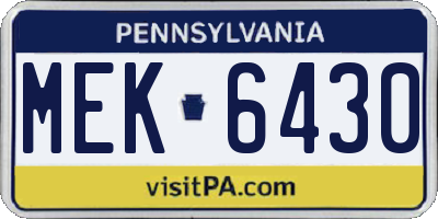 PA license plate MEK6430