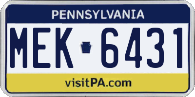 PA license plate MEK6431