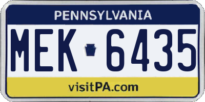 PA license plate MEK6435