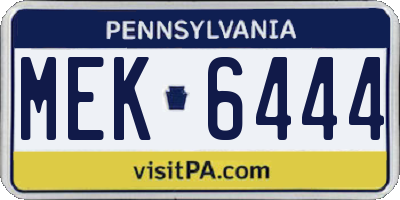 PA license plate MEK6444