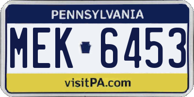 PA license plate MEK6453