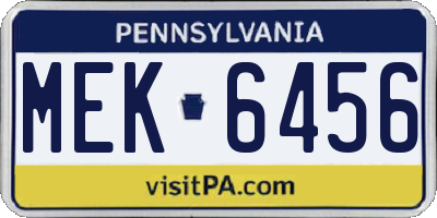 PA license plate MEK6456