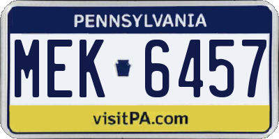 PA license plate MEK6457