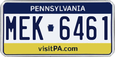 PA license plate MEK6461