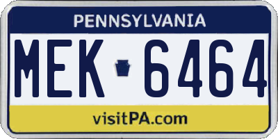PA license plate MEK6464