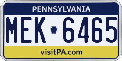 PA license plate MEK6465