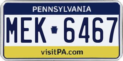 PA license plate MEK6467