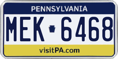PA license plate MEK6468