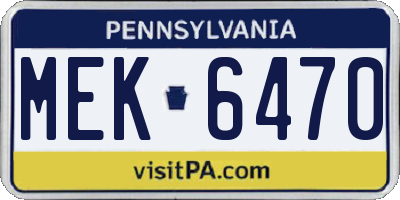 PA license plate MEK6470