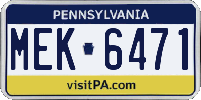 PA license plate MEK6471