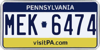 PA license plate MEK6474