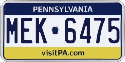 PA license plate MEK6475