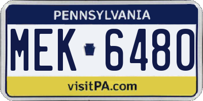 PA license plate MEK6480