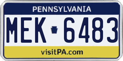 PA license plate MEK6483