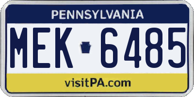 PA license plate MEK6485