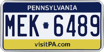 PA license plate MEK6489