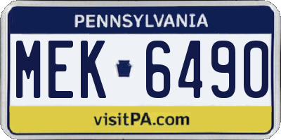 PA license plate MEK6490