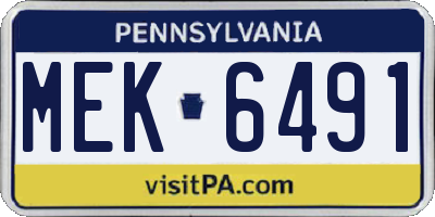 PA license plate MEK6491