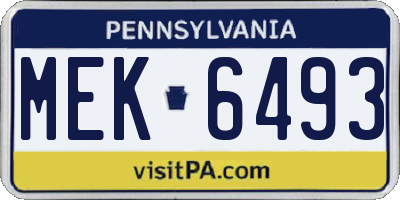 PA license plate MEK6493