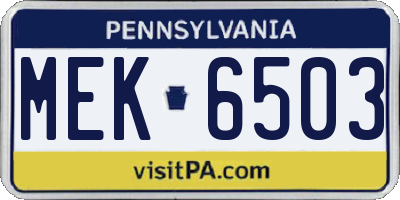 PA license plate MEK6503
