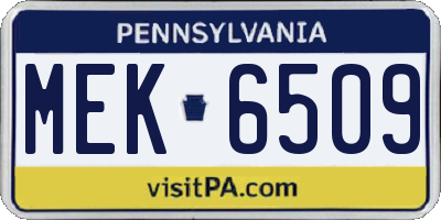 PA license plate MEK6509