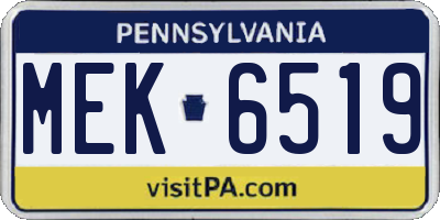 PA license plate MEK6519
