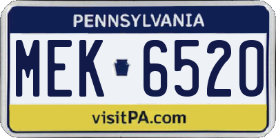 PA license plate MEK6520